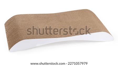 Cat scratching post, also doubles as a lounge bed with curved design made with corrugated cardboard on a white background
 Royalty-Free Stock Photo #2271057979