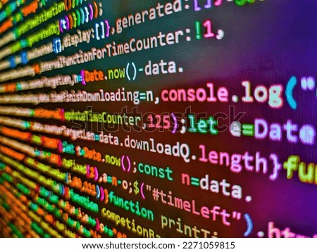 Software source code. Mobile app developer. Php program function coding  digital_reviews. HTML5 concept macro backdrop in warm colors. PC software creation business. Code on the computer screen