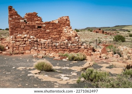 Anasazi Ruins on a Bright Summer Sunny Day, Wupatki National Monument Royalty-Free Stock Photo #2271062497