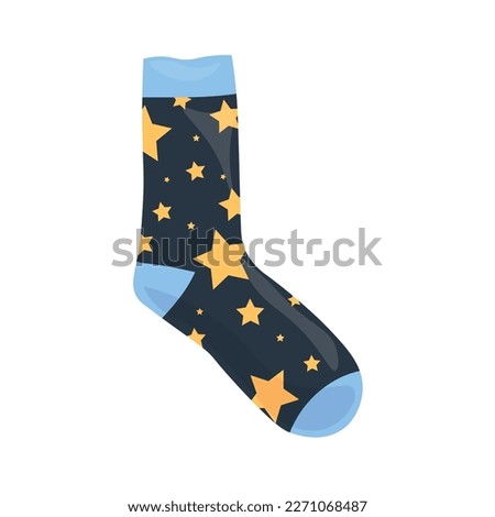 Warm sock with print of stars on white background
