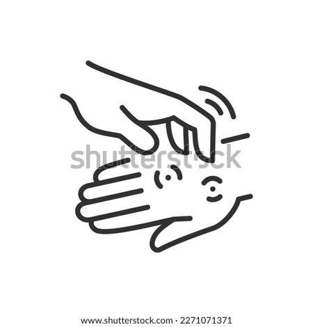 Scratch the hand with a mosquito bite, linear icon. Line with editable stroke Royalty-Free Stock Photo #2271071371