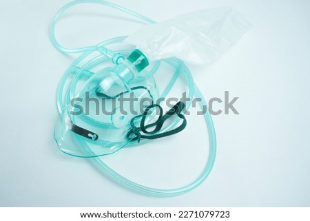 Non-rebreathing oxygen mask (NRM) is the main equipment needed in oxygen therapy using NRM. Isolated on white