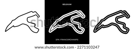 Spa-Francorchamps Circuit Vector. Belgium Spa Circuit Race Track Illustration with Editable Stroke. Stock Vector.