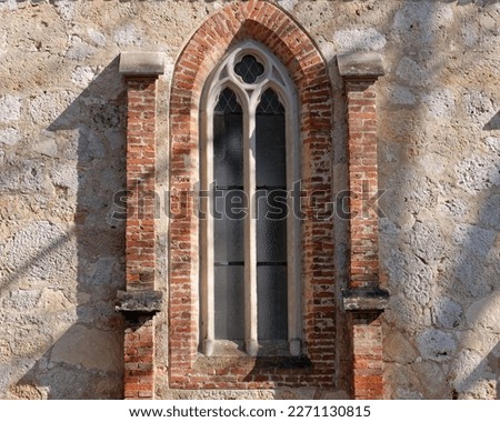 Close-up photo of a window of St. Joseph Chapel, Novi Dvori complex in Zapresic, Croatia
