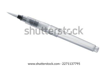Side view of refillable watercolor brush pen isolated on white
