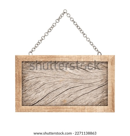 Wood sign from chain isolated on white
