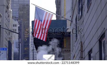 Flag of the United States attached to a building - travel photography