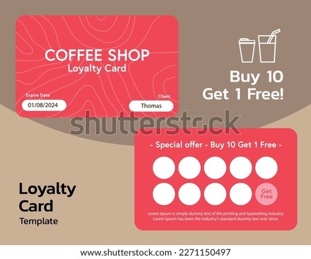 Loyalty Card template , royalty program for coffee shop  Royalty-Free Stock Photo #2271150497