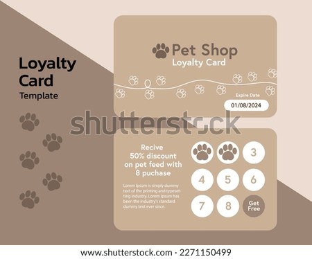 Loyalty Card template , royalty program for pet shop  Royalty-Free Stock Photo #2271150499