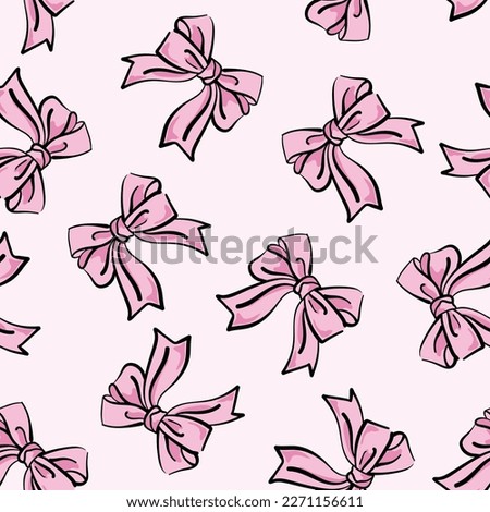 simple seamless pattern, pink ribbon for fashion textile or wallpaper background, vector illustration