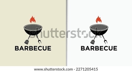 Vector vintage retro rustic BBQ grill barbecue barbecue logo