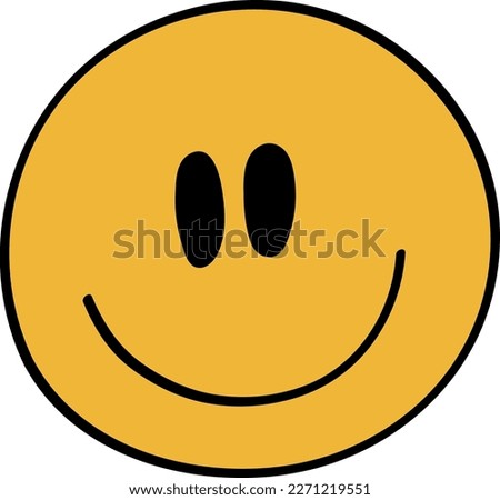 Smile in 70s or 60s Retro Style. Smiling 1970 Icon. Seventies Element. Groovy Flowers. Hand Drawn Vector Illustration. Royalty-Free Stock Photo #2271219551