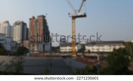 Blur focus of working outdoors structure building site.
