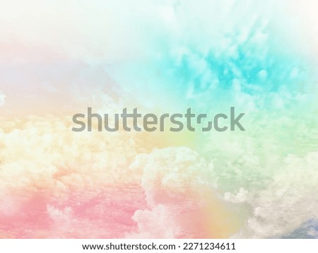 beauty sweet pastel green blue colorful with fluffy clouds on sky. multi color rainbow image. abstract fantasy growing light