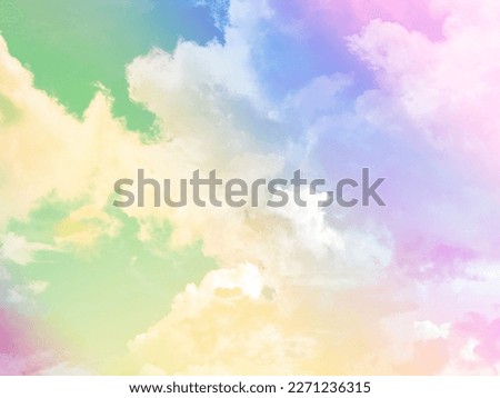 beauty sweet pastel yellow green colorful with fluffy clouds on sky. multi color rainbow image. abstract fantasy growing light