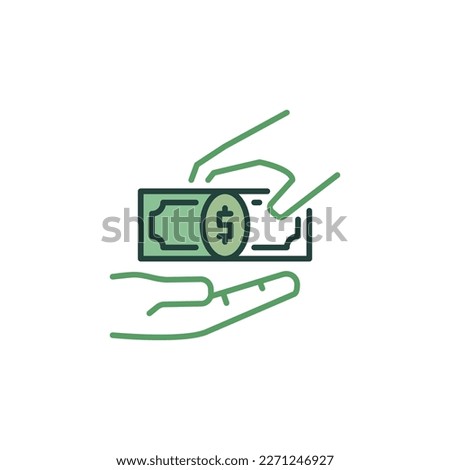 Bribery vector Hands with Cash concept colored icon or logo element