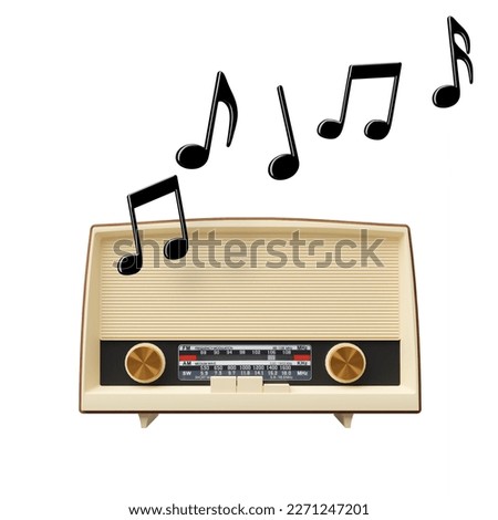 Vintage style radio with transparent background 3d render illustration
