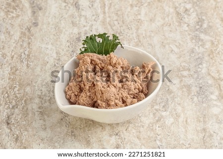 Liver pate appetizer in the bowl