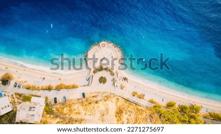 Croatia was captured in an aerial photo taken on a sunny day in Makarska on the Makarska Riviera.