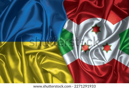 Ukraine and Burundi folded silk flag together