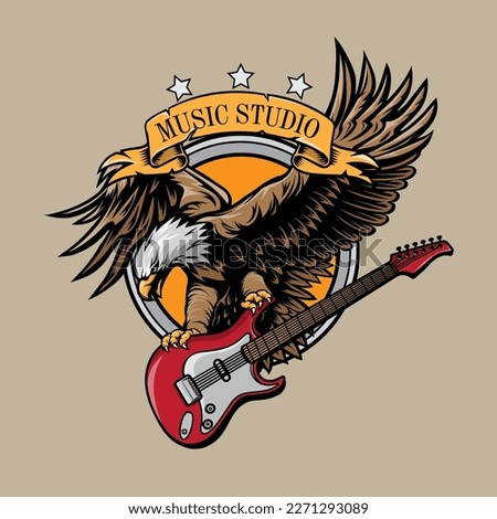 eagle and guitar vector illustration