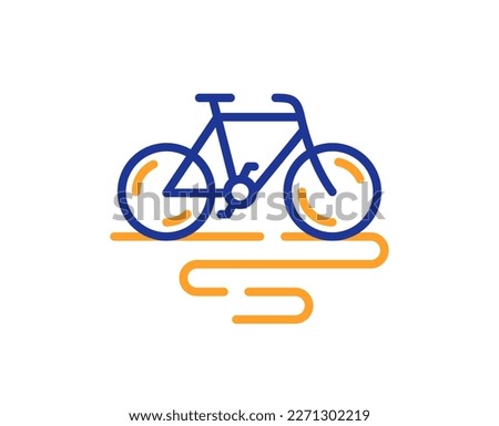 Bike line icon. Bicycle route sign. Cycling track symbol. Colorful thin line outline concept. Linear style bike icon. Editable stroke. Vector