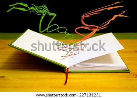 Magic Book On A Wooden Background With The Lines