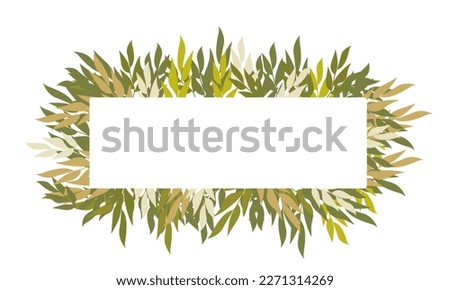 Herbal vector frame. Hand painted plants, branches, leaves on white background. Greenery botanical wedding invitation. Watercolor style. Natural card design. All elements are isolated and editable.