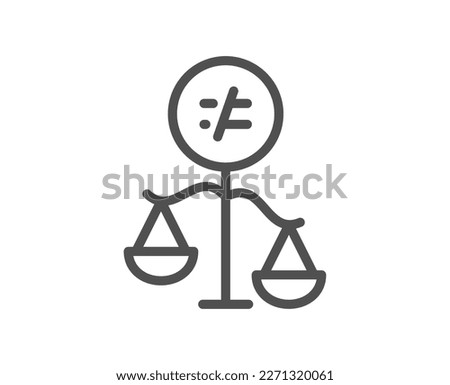 Discrimination line icon. Gender inequality scales sign. Equality balance symbol. Quality design element. Linear style discrimination icon. Editable stroke. Vector Royalty-Free Stock Photo #2271320061