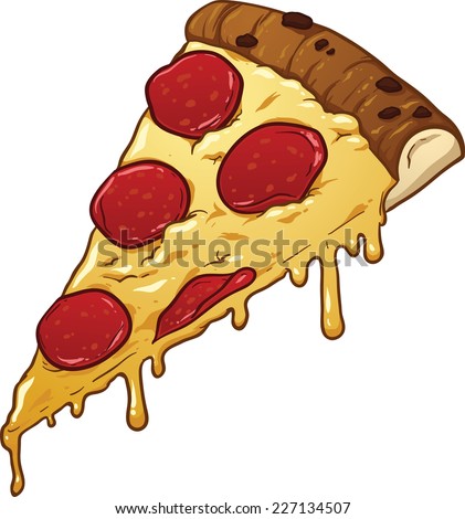 Salami pizza slice. Vector clip art illustration with simple gradients. All in a single layer.