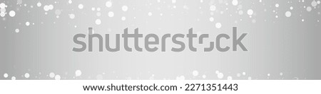 Gray Blizzard Vector Silver Panoramic Background. Holiday Snowfall Transparent. Winter Sky Illustration. Abstract Snowflake Card.