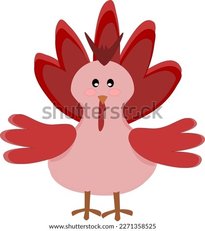 Colorful Happy Thanks Giving Turkey. Red bird Turkey chicken vector.