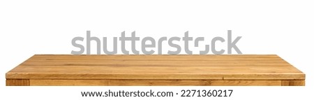 Wooden table top surface isolated over white background. Solid wood furniture close view vector illustration