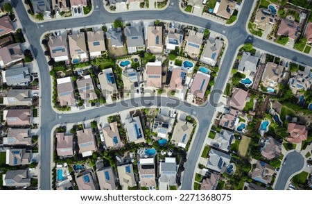 Top view of suburban homes. Photo taken by a drone 