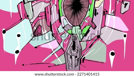 hand drawn abstract background mecha illustration vector eps.10