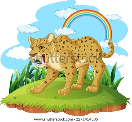 Saber toothed cat in nature illustration