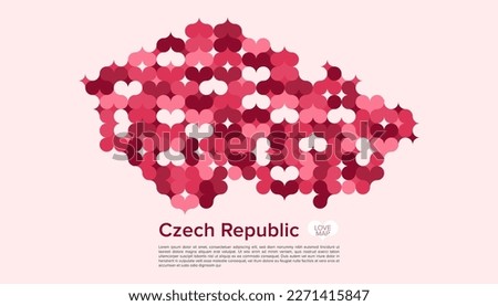 Abstract Circle Geometric Vector of Czech Republic Map with Flat Bauhaus Style Pattern in Pink Colour Valentine Theme.