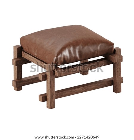 modern minimal pouf seating with white studio style background, its mixer of different fabrics, leather and wood textures, some are wire-frame furniture some are good quality seating. Royalty-Free Stock Photo #2271420649
