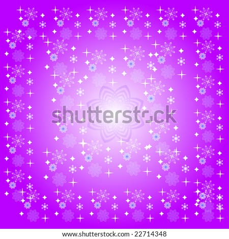 Lilas background with snowflakes and stars