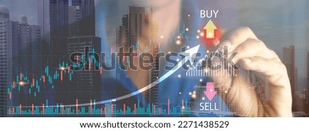 Planning, analyzing indicators and buying and selling strategies, stock market, business growth, progress or success. Royalty-Free Stock Photo #2271438529
