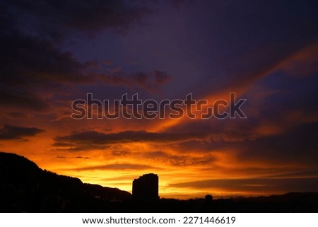 The view of the sunset burning clouds