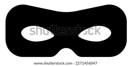Mask superhero carnival or opera actor vector icon. Black masquerade costume with eye mask silhouette hidden burgar face. Simple design incognito theatre secret party masque clip art illustration.