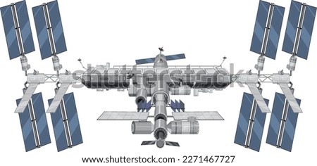 International Space Station (ISS) on White Background illustration Royalty-Free Stock Photo #2271467727