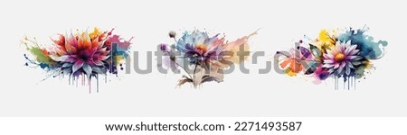 Watercolor lotus flower. Multicolored flower vector illustration. A colorful lotus painted with paint smudges and hard hat drops.