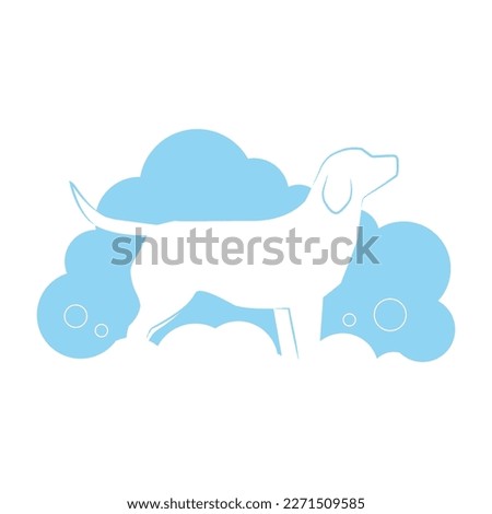 Dog logo for grooming salon with dog in foam