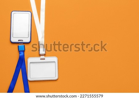 Blank badges on color background