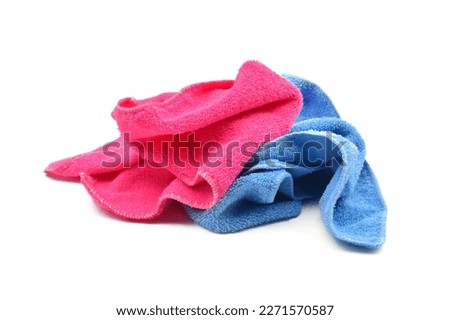 Crumpled microfiber cloths isolated on white background
