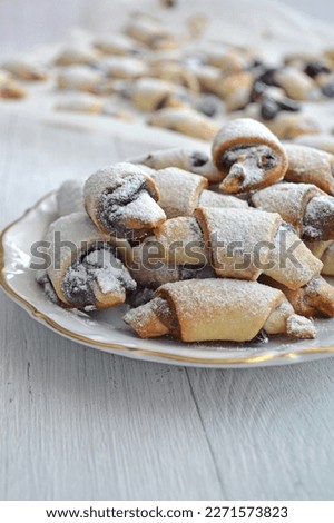 Rugelach cookies. Jewish filled and baked confection, originary from Poland. 