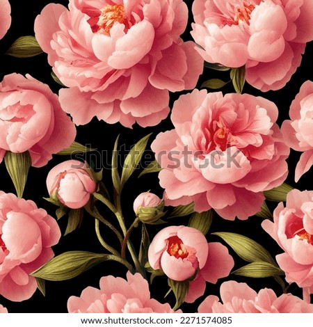 Seamless vector background with pink peonies. Royalty-Free Stock Photo #2271574085