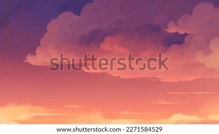 Clouds in The Sky Background During Golden Hour of Sunrise or Sunset Hand Drawn Painting Illustration Royalty-Free Stock Photo #2271584529
